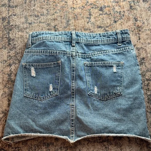 Distressed Denim Skirt - Picture 3 of 5